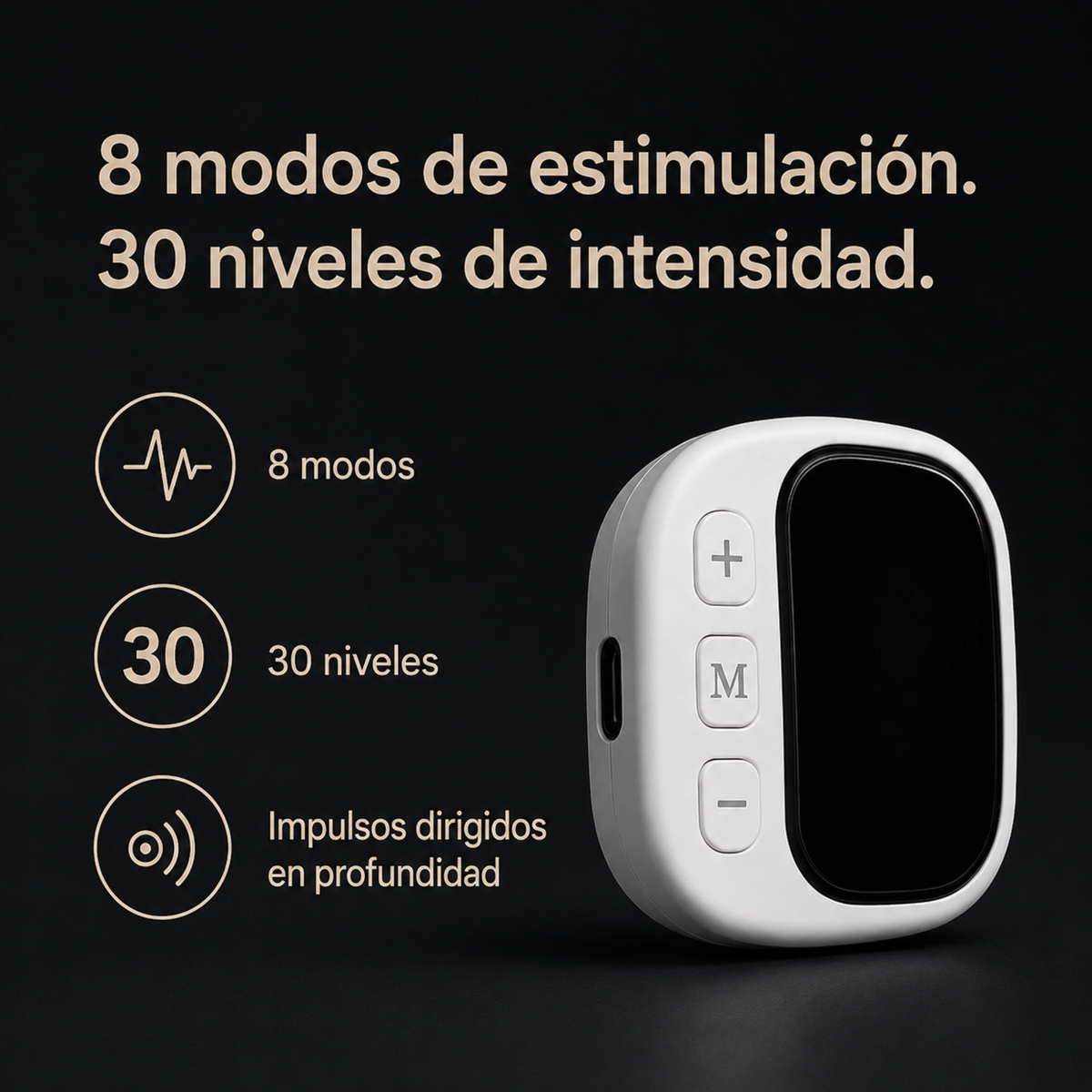 Unidad de control de TheraPulse con 8 modos y 30 niveles